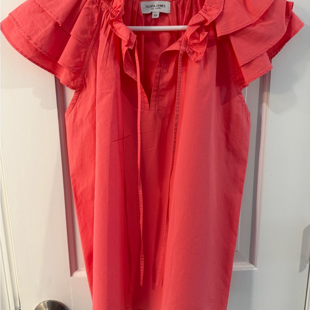 Olivia James Coral Ruffle-Sleeve Blouse